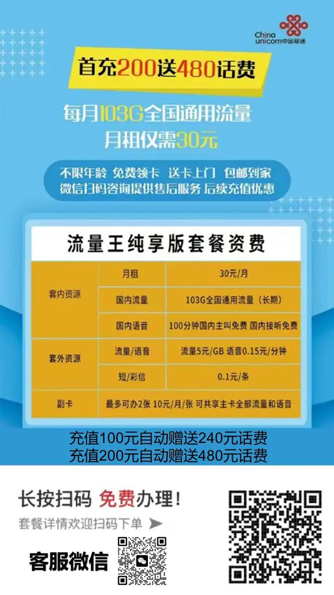 新联通流量卡，联通流量卡全国无限流量