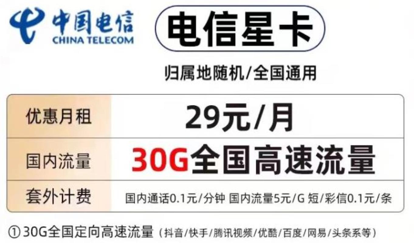 电信星卡流量版29？电信星卡流量版29元能打电话吗多少钱